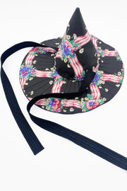 Striped Ribbons & Pansies Witch Bonnet