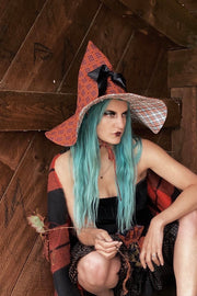 Scaredy Cat Plaid Witch Hat