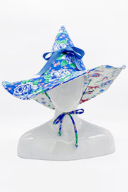 Blue Roses and Country Scenes Reversible Witch Hat